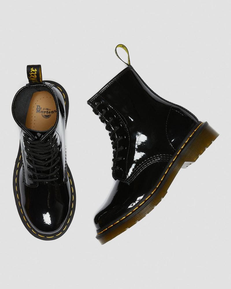 Women's Dr Martens 1460 Patent Leather Lace Up Boots Black | AU 195MQZ